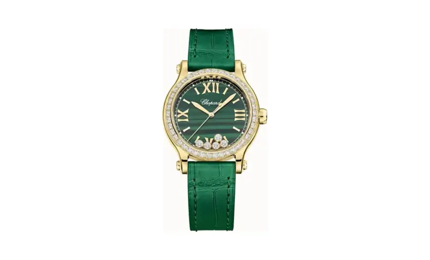 Chopard Happy Sport, 33 mm, automatic, ethical yellow gold, diamonds