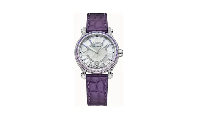 Chopard Happy Sport Joaillerie, 33 mm, automatic, ethical white gold, diamonds, sapphires