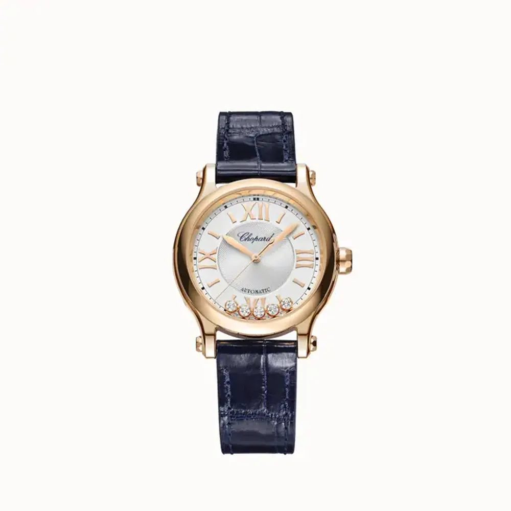 Chopard Happy Sport, 33 mm, automatic, ethical rose gold, diamonds