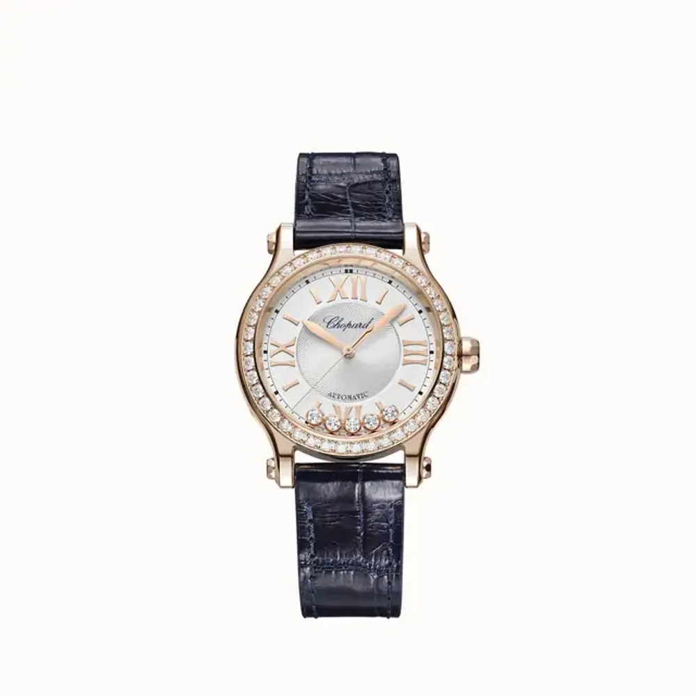 Chopard Happy Sport, 33 mm, automatic, ethical rose gold, diamonds