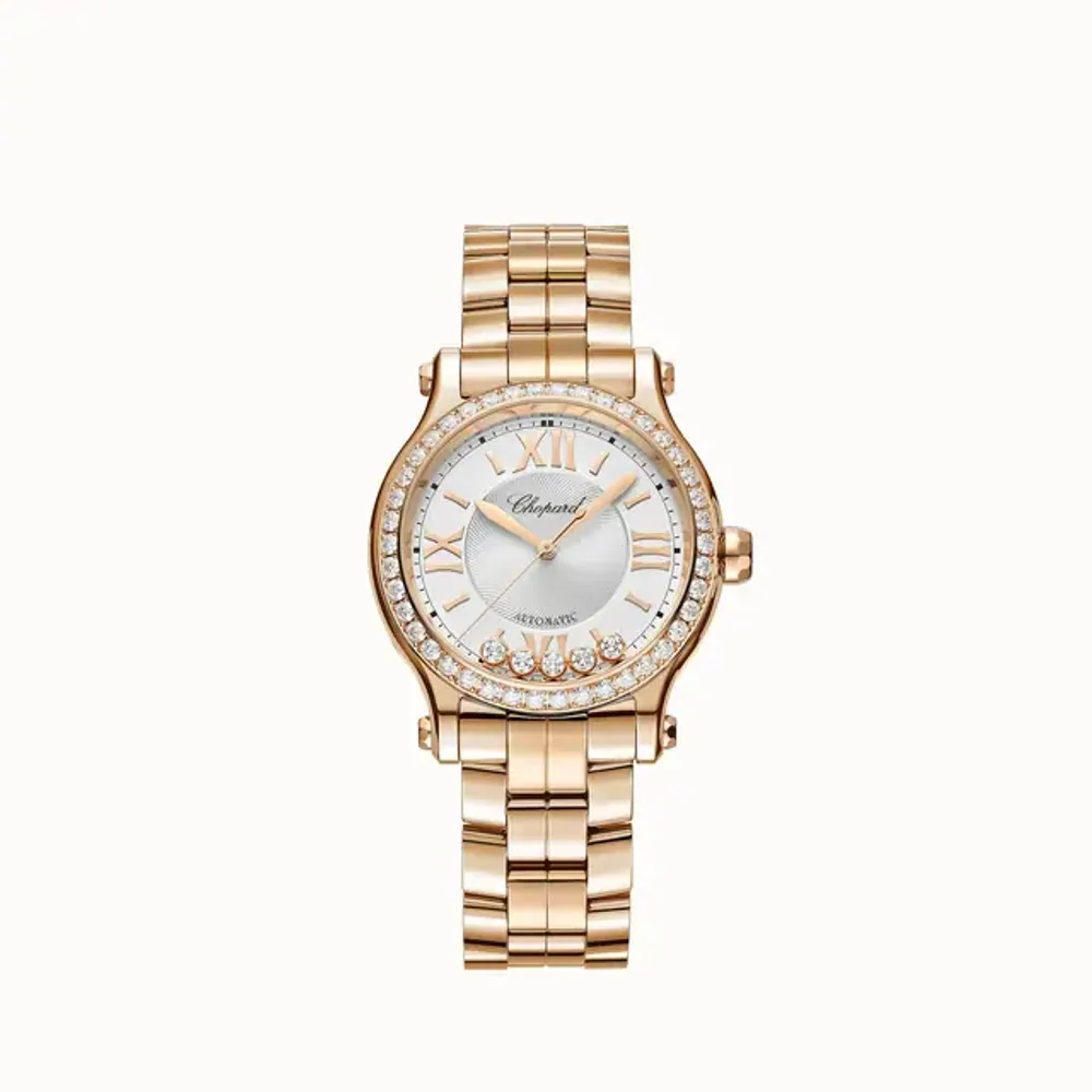 Chopard Happy Sport, 33 mm, automatic, ethical rose gold, diamonds