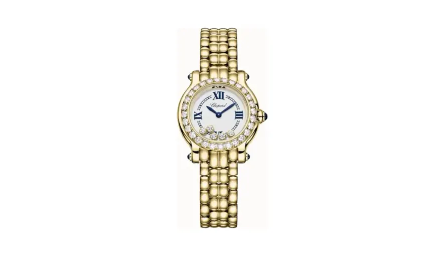 Chopard Happy Sport The First, 26 mm, quartz, ethical yellow gold, diamonds