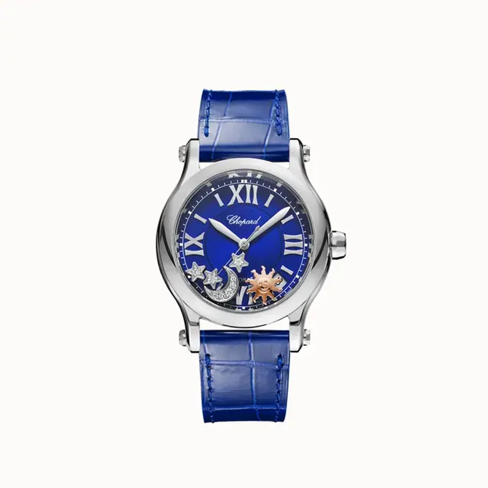Chopard Happy Sport Sun, Moon and Stars, 36 mm, automatic, Lucent Steel™, diamonds