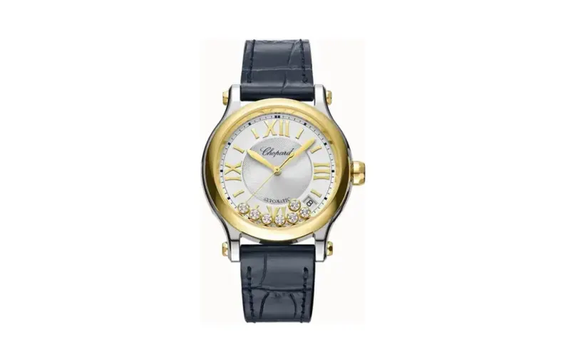 Chopard Happy Sport, 36 mm, automatic, ethical yellow gold, Lucent Steel™, diamonds
