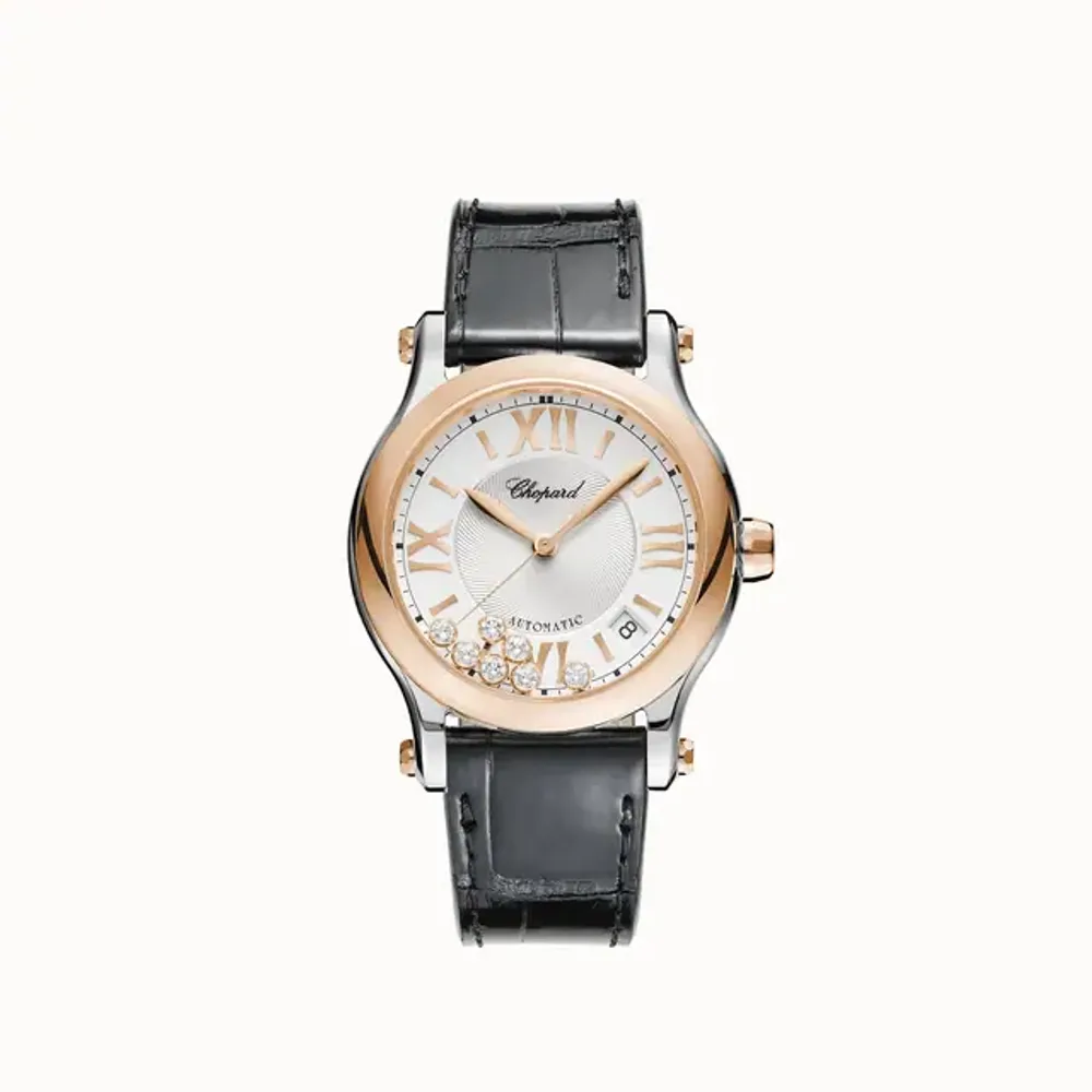 Chopard Happy Sport, 36 mm, automatic, ethical rose gold, Lucent Steel™, diamonds