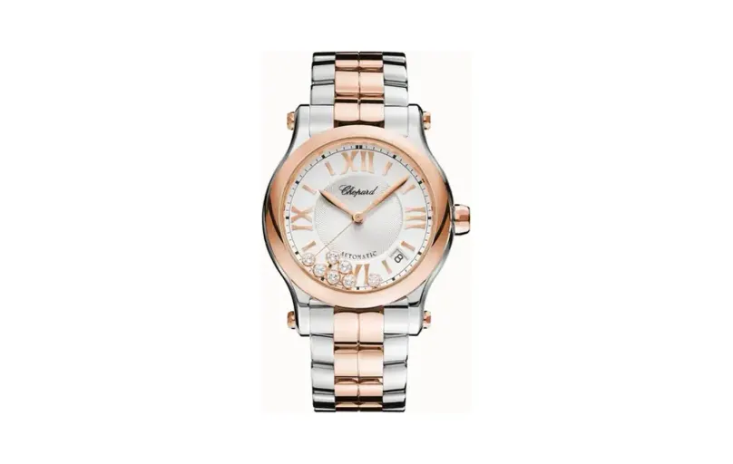 Chopard Happy Sport, 36 mm, automatic, ethical rose gold, Lucent Steel™, diamonds