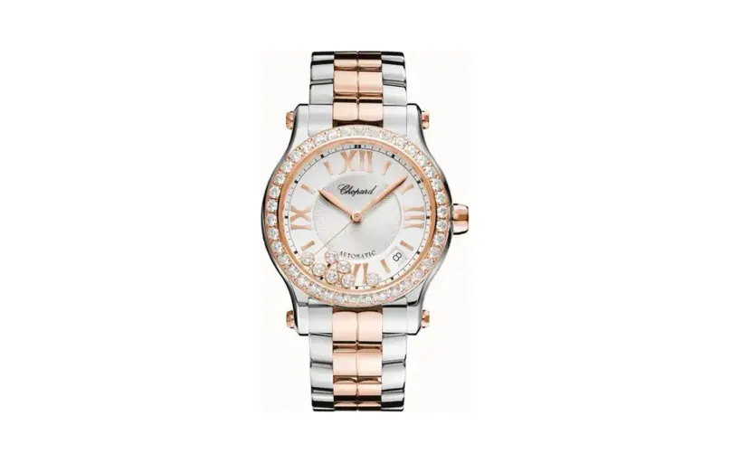 Chopard Happy Sport, 36 mm, automatic, ethical rose gold, Lucent Steel™, diamonds