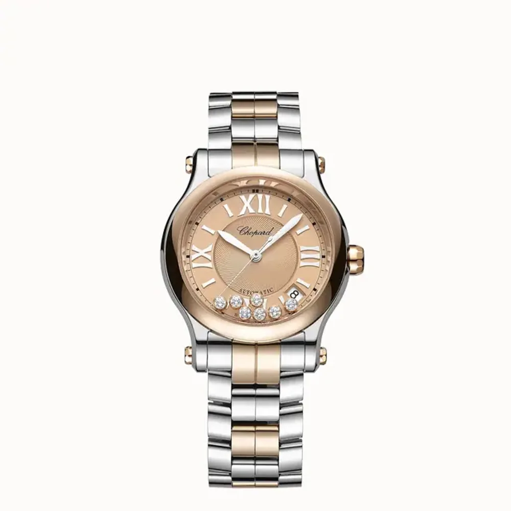 Chopard Happy Sport, 36 mm, automatic, ethical rose gold, Lucent Steel™, diamonds