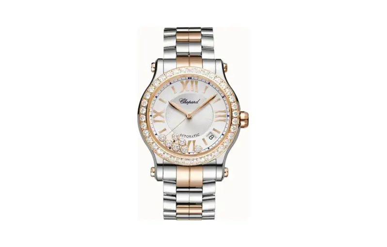 Chopard Happy Sport, 36 mm, automatic, ethical rose gold, Lucent Steel™, diamonds