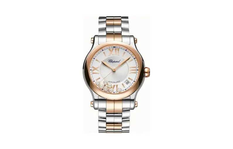 Chopard Happy Sport, 36 mm, automatic, ethical rose gold, Lucent Steel™, diamonds
