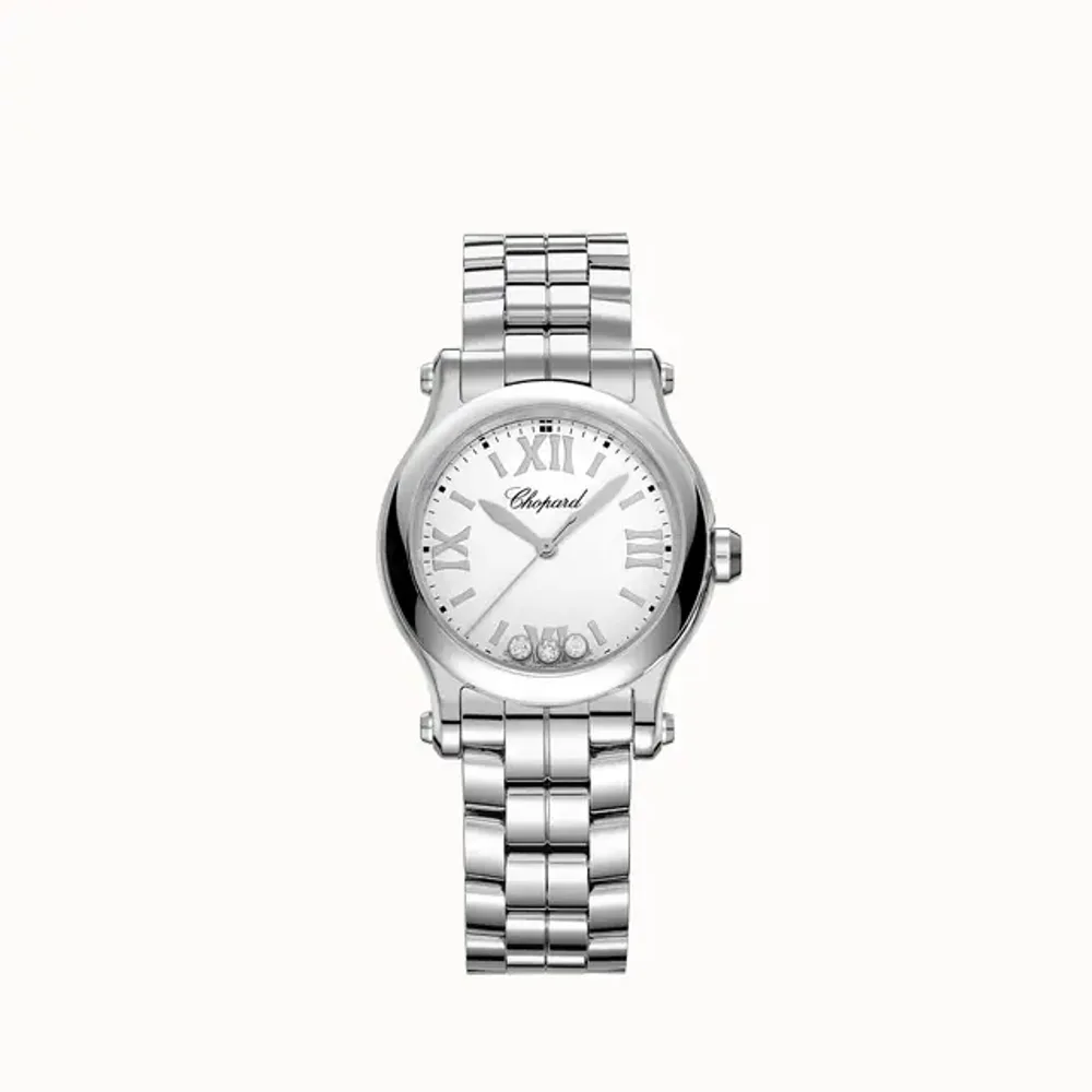 Chopard Happy Sport, 30 mm, quartz, Lucent Steel™, diamonds