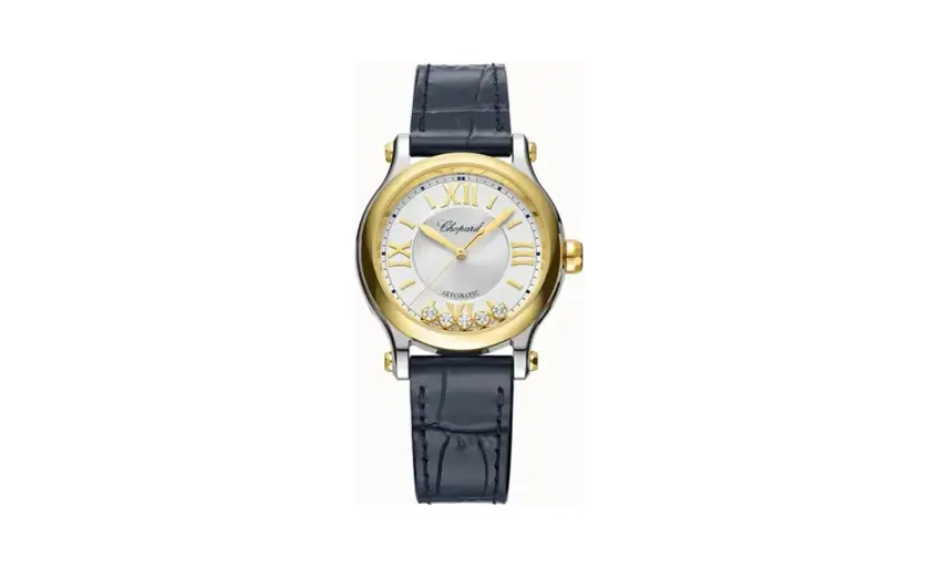 Chopard Happy Sport, 33 mm, automatic, ethical yellow gold, Lucent Steel™, diamonds
