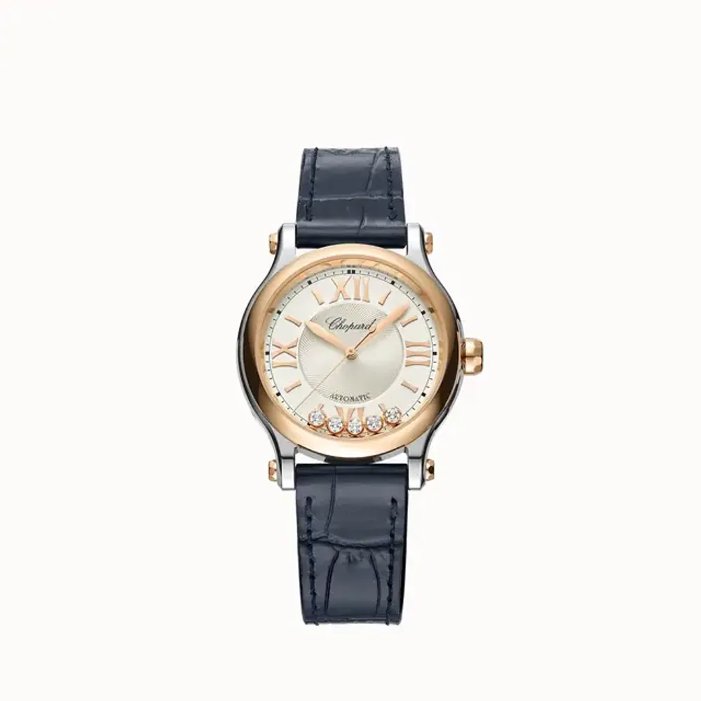 Chopard Happy Sport, 33 mm, automatic, ethical rose gold, Lucent Steel™, diamonds