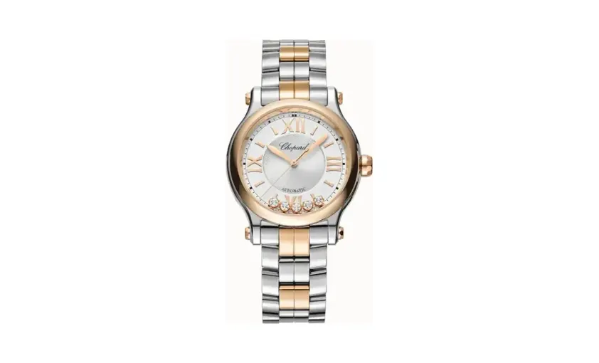 Chopard Happy Sport, 33 mm, automatic, ethical rose gold, Lucent Steel™, diamonds