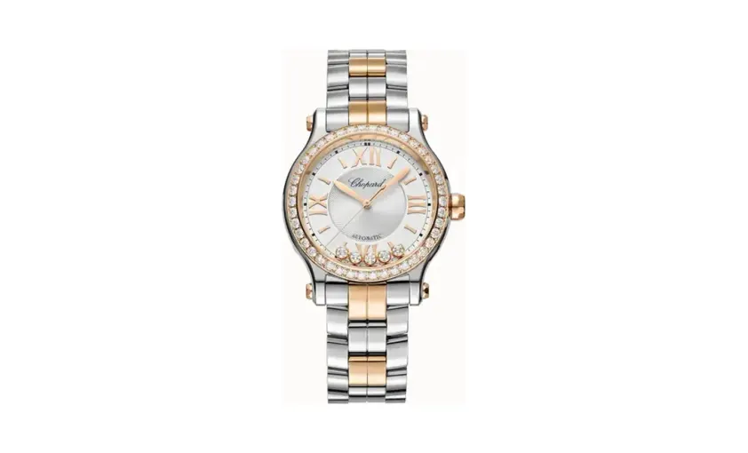 Chopard Happy Sport, 33 mm, automatic, ethical rose gold, Lucent Steel™, diamonds