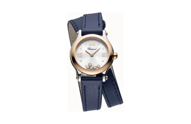 Chopard Happy Sport, 25 mm, quartz, ethical rose gold, Lucent Steel™, diamonds