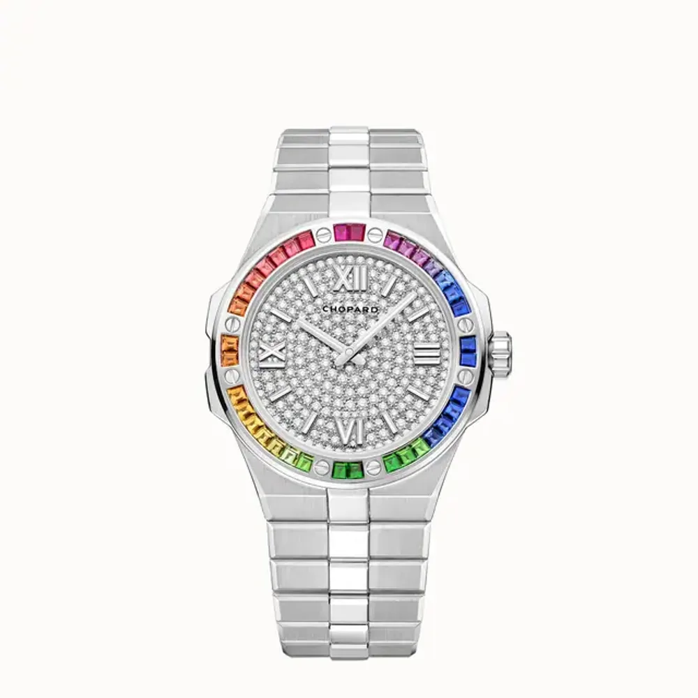 Chopard Alpine Eagle 41, 41 mm, automatic, ethical white gold, diamonds, colored sapphires