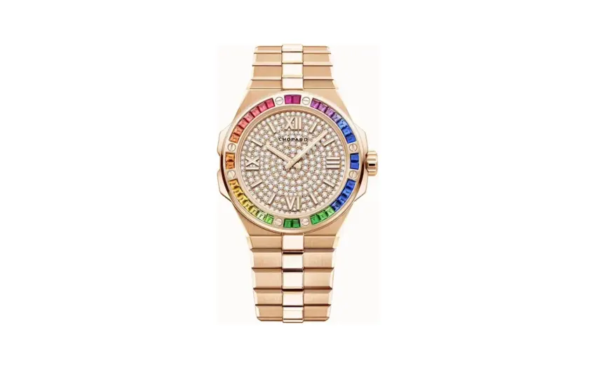 Chopard Alpine Eagle 41, 41 mm, automatic, ethical rose gold, diamonds, colored sapphires