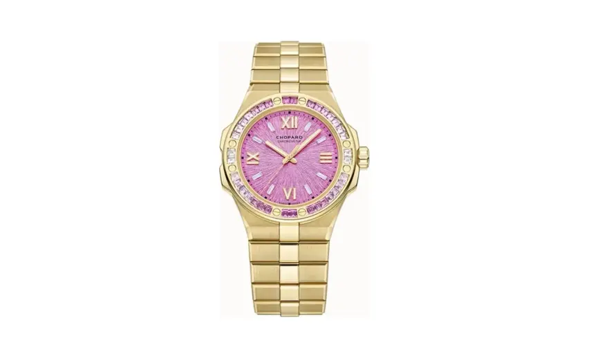 Chopard Alpine Eagle 36 Summit, 36 mm, automatic, ethical yellow gold, pink sapphires