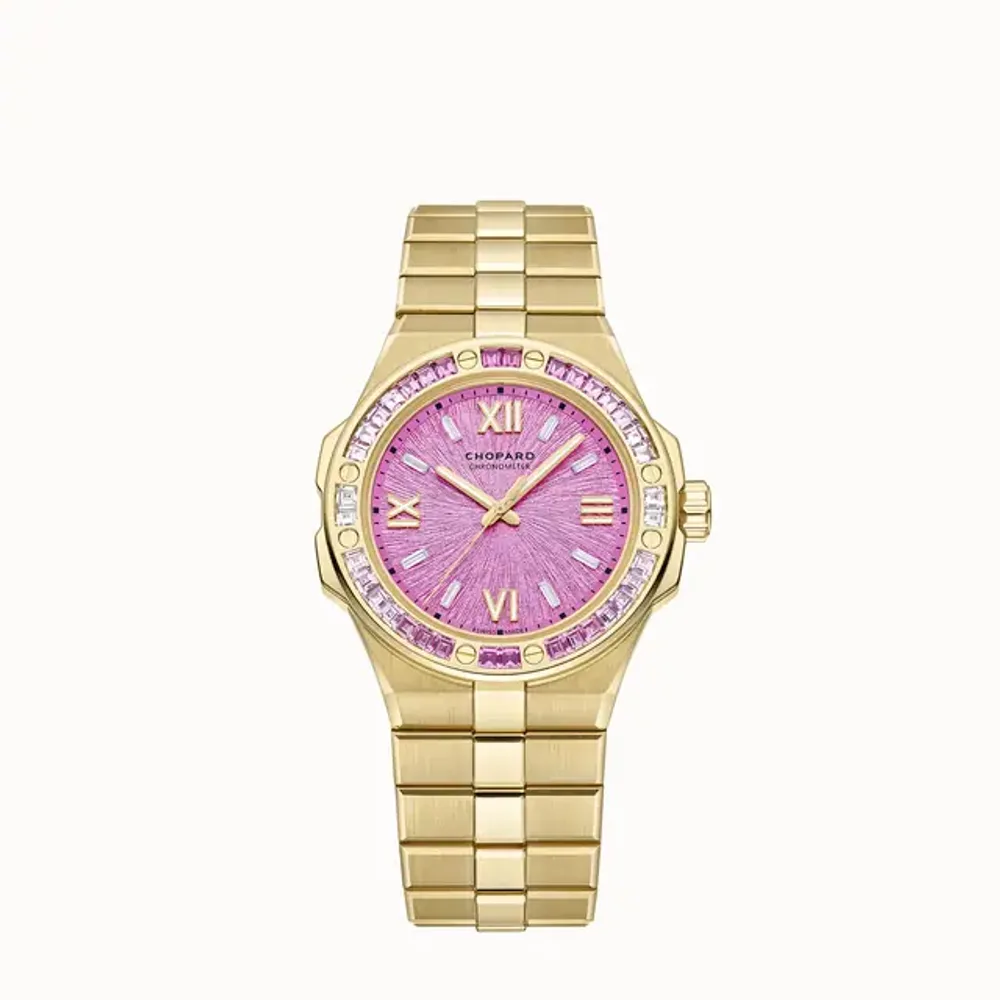 Chopard Alpine Eagle 36 Summit, 36 mm, automatic, ethical yellow gold, pink sapphires