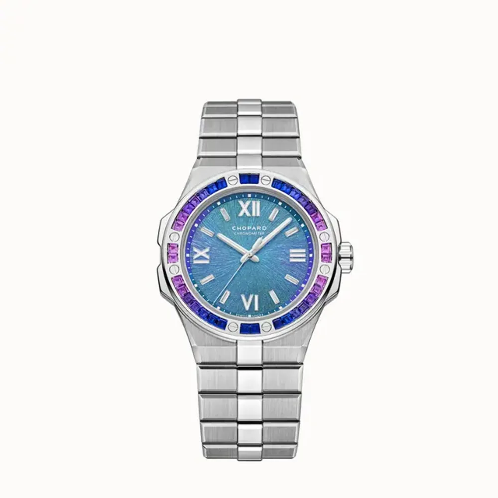 Chopard Alpine Eagle 36 Summit, 36 mm, automatic, ethical white gold, purple sapphires