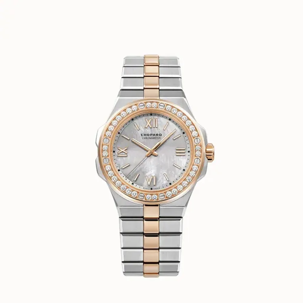 Chopard Alpine Eagle 36, 36 mm, automatic, ethical rose gold, Lucent Steel™, diamonds