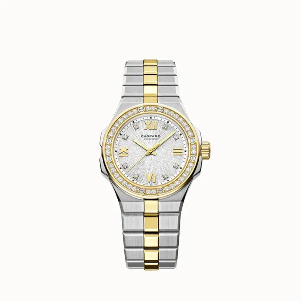 Chopard Alpine Eagle 33, 33 mm, automatic, ethical yellow gold, Lucent Steel™, diamonds