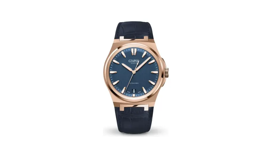 Czapek Antarctique MOUNT EREBUS AQUA BLUE ROSE GOLD AND ALLIGATOR