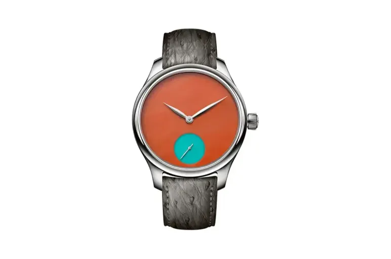 H. Moser & Cie. Endeavour Small Seconds Concept POP Deep orange coral and turquoise