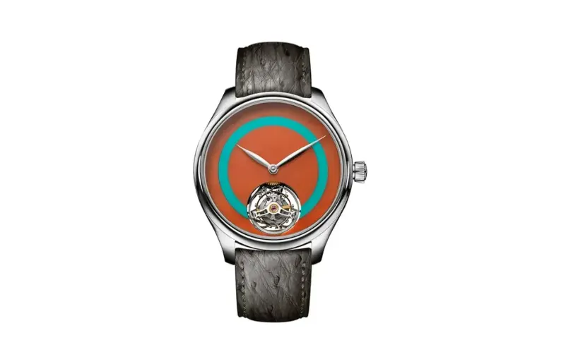 H. Moser & Cie. Endeavour Tourbillon Concept POP Deep orange coral and turquoise