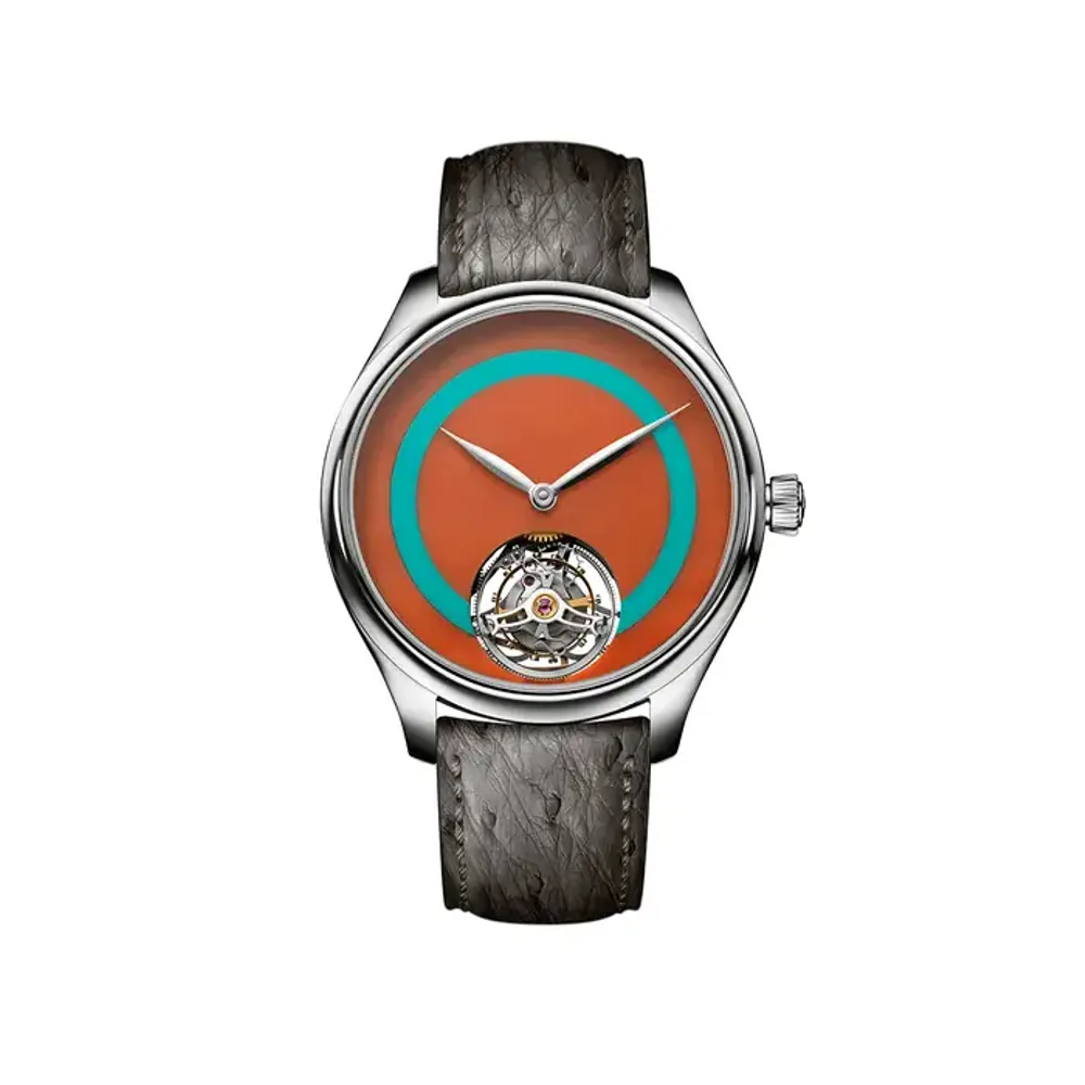 H. Moser & Cie. Endeavour Tourbillon Concept POP Deep orange coral and turquoise