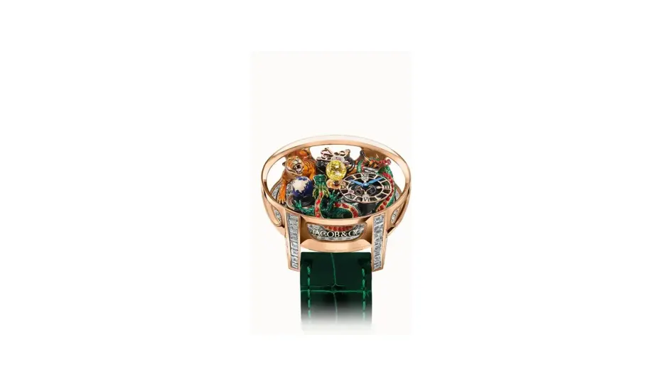 Jacob & Co. Astronomia Dragon — Green Dragon & Tiger II, 18K Rose Gold and Sapphire Side Panes