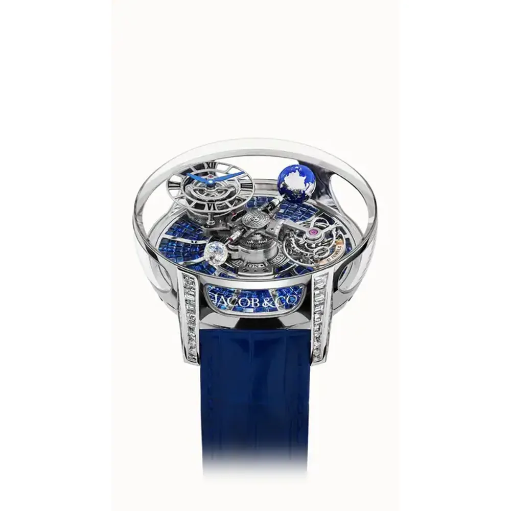 Jacob & Co. Astronomia Tourbillon Baguette — White Gold, Baguette Blue Sapphires