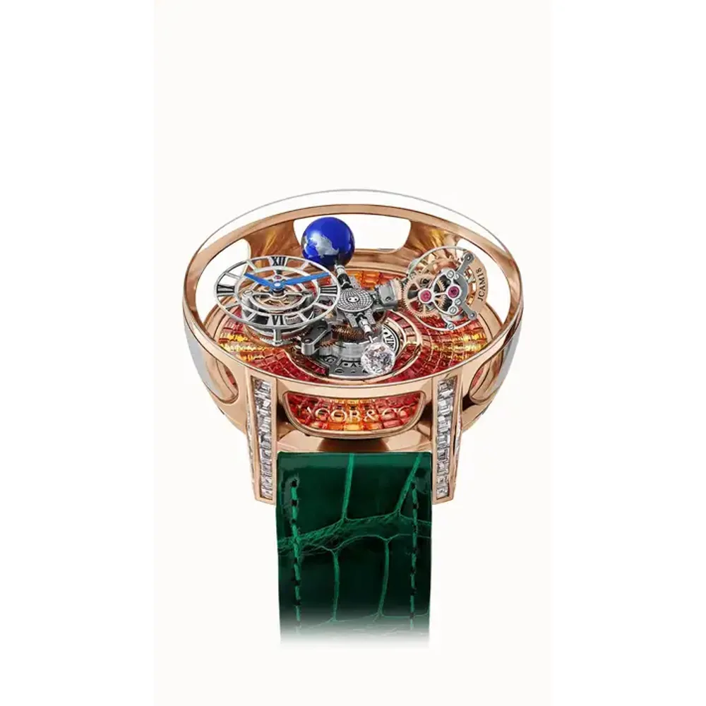 Jacob & Co. Astronomia Tourbillon Baguette — Rose Gold, Baguette Multicolor Sapphires