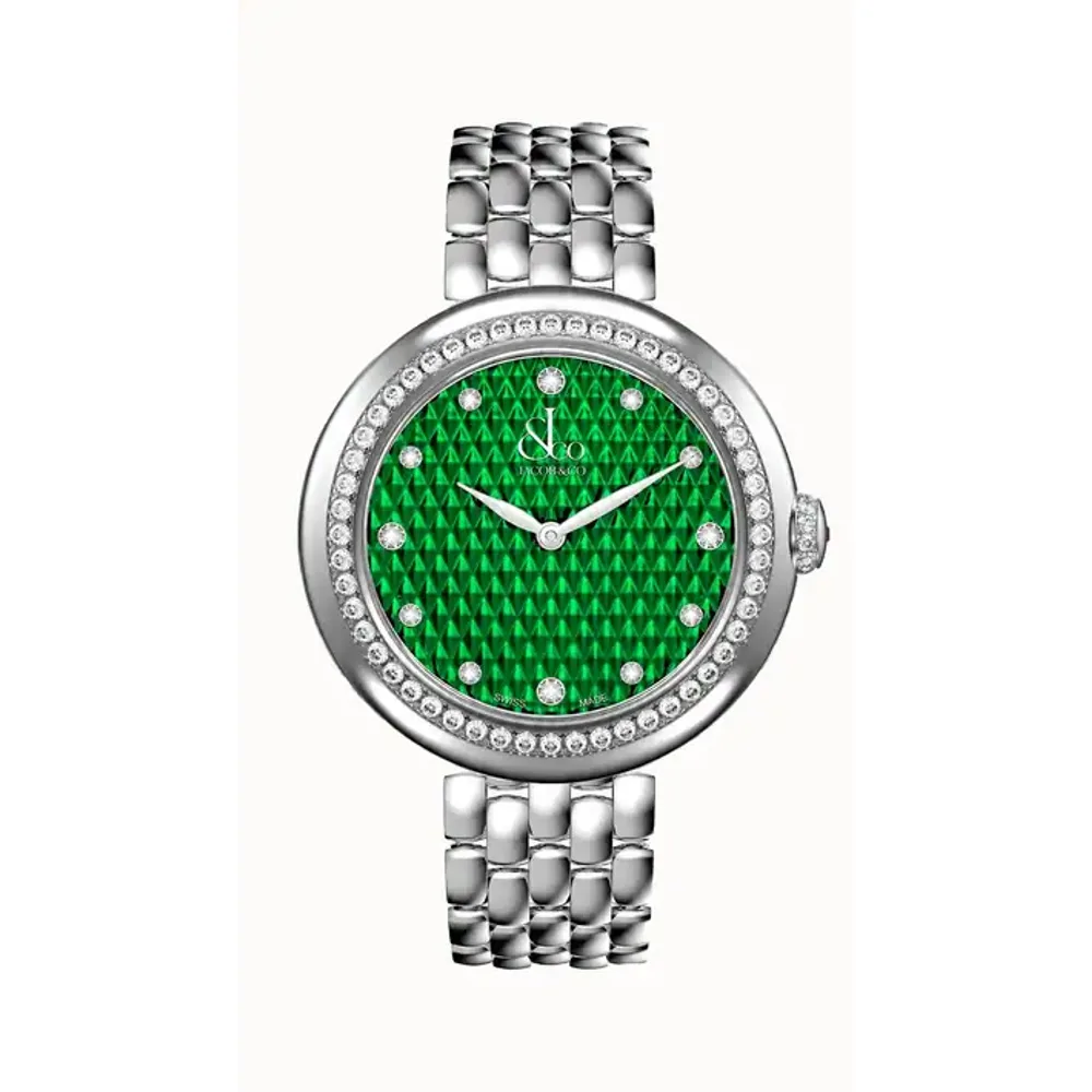 Jacob & Co. Brilliant — Stainless Steel with Green Pyramid Dial Bracelet