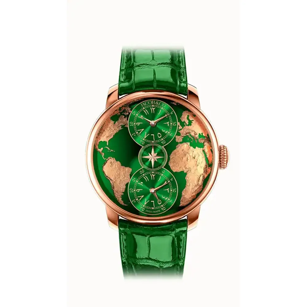 Jacob & Co. The World is Yours Dual Time Zone — Green (Arabic)