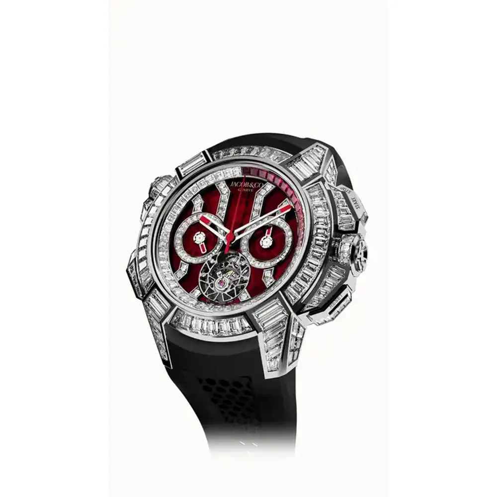 Jacob & Co. Epic X Chrono Tourbillon Baguette — Red Crystal