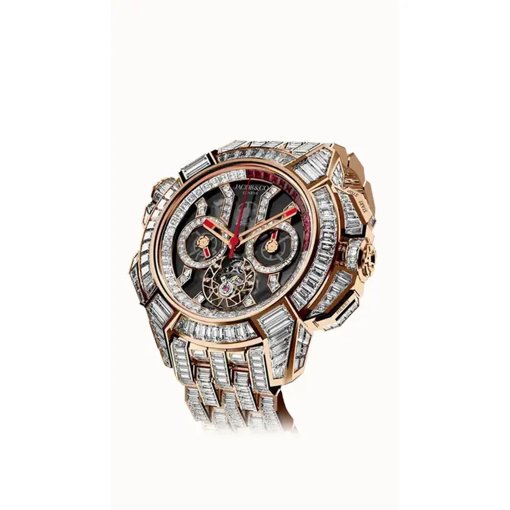 Jacob & Co. Epic X Chrono Tourbillon Baguette — Black Crystal Bracelet