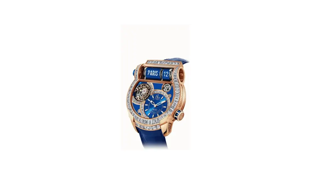 Jacob & Co. Epic SF24 Tourbillon Baguette — Rose Gold Blue Dial