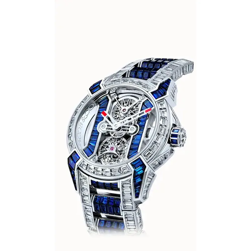 Jacob & Co. Epic X Tourbillon Baguette — Diamonds & Blue Sapphires