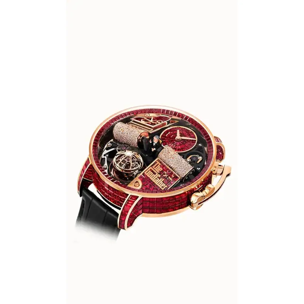 Jacob & Co. Opera Godfather Baguette — Rose Gold Baguette with Red Sapphires