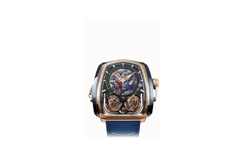 Jacob & Co. Twin Turbo Furious — Rose Gold and Blue Titanium - Dragon and Phoenix