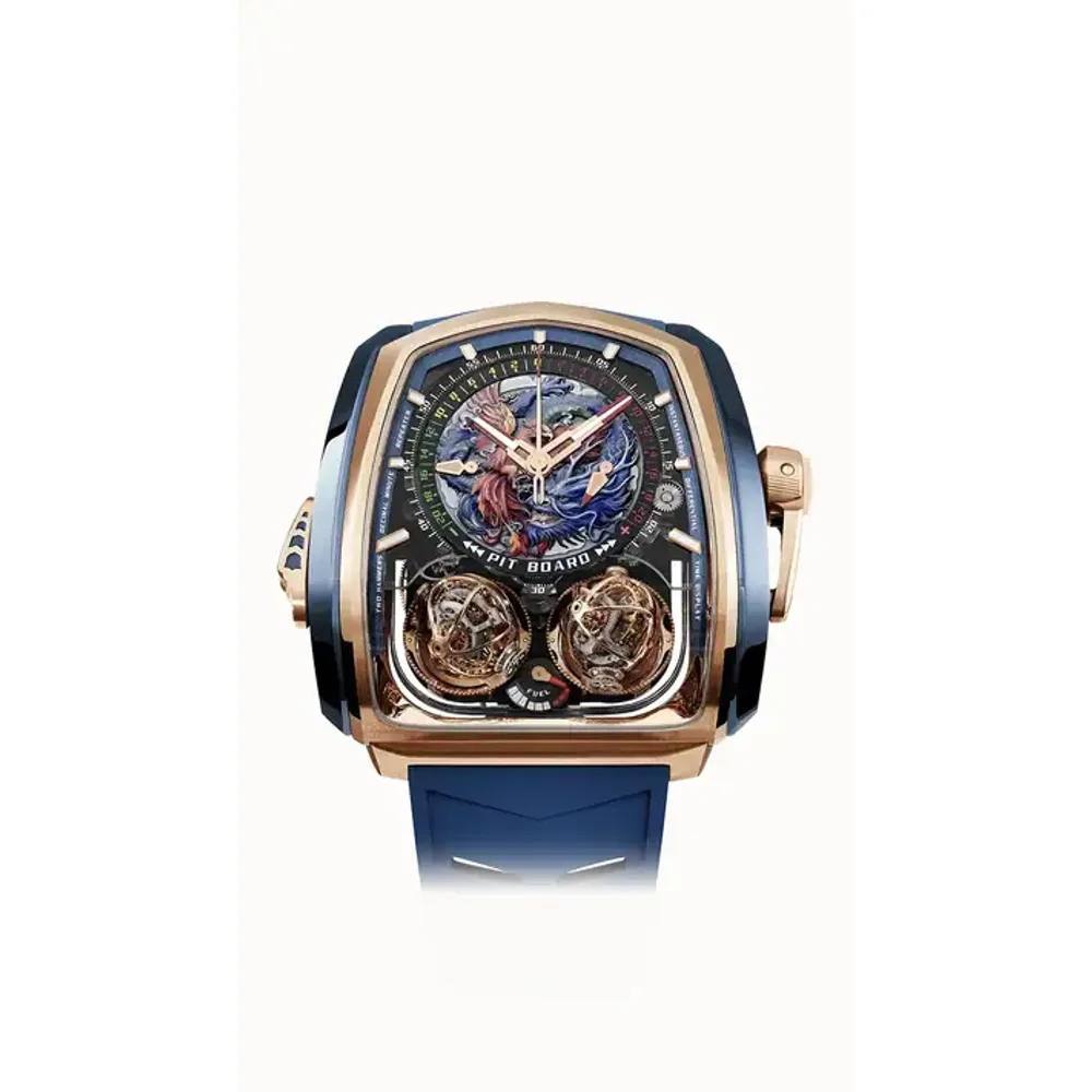 Jacob & Co. Twin Turbo Furious — Rose Gold and Blue Titanium - Dragon and Phoenix