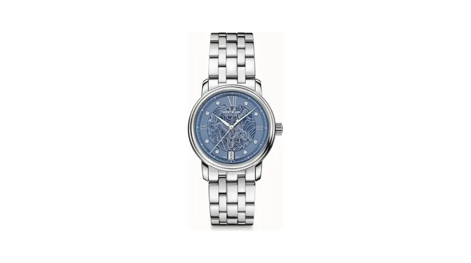 Montblanc Tradition Automatic Date 32 mm, Steel - Light blue