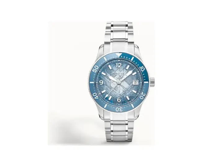 Montblanc Iced Sea Automatic Date 0 Oxygen, Steel, ALUMINIUM - Light blue