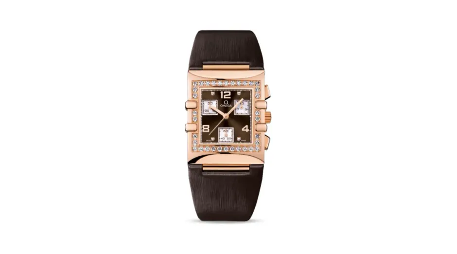 Omega Constellation Quadra Quartz 28 Chronograph Red Gold / Diamond / Brown / Fabric