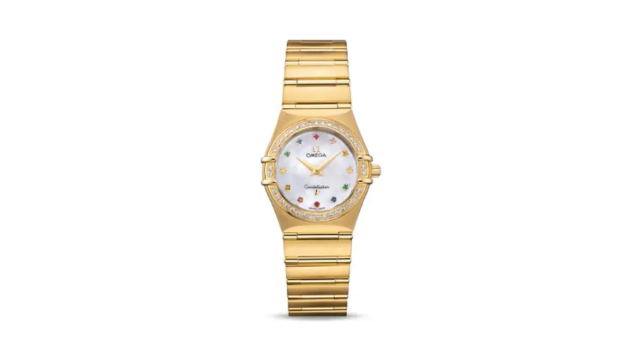 Omega Constellation Quartz 25.5 '95 Yellow Gold / Diamond / MOP Iris