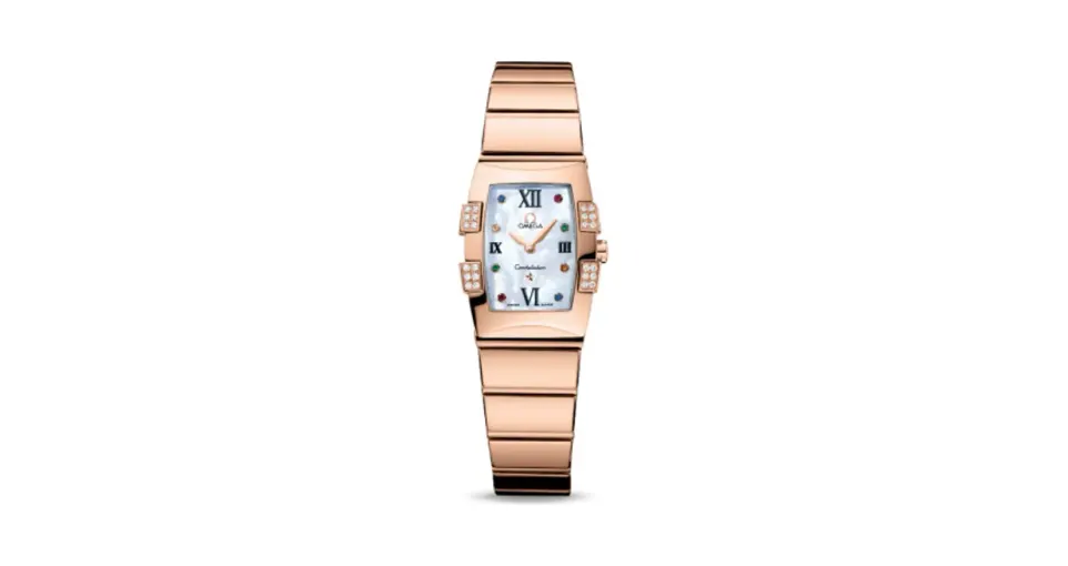 Omega Constellation Quadrella Quartz 19.3 Red Gold / MOP