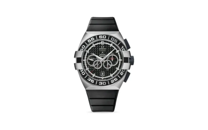 Omega Constellation Co-Axial 44 Chronograph Double Eagle Four Counters Stainless Steel / Black / Rubber