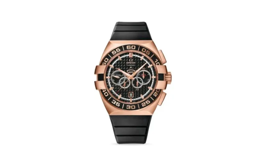 Omega Constellation Co-Axial 44 Chronograph Double Eagle Four Counters Red Gold / Black / Rubber